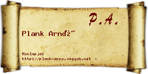 Plank Arnó névjegykártya